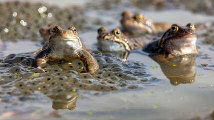 European Common brown Frog with eggs