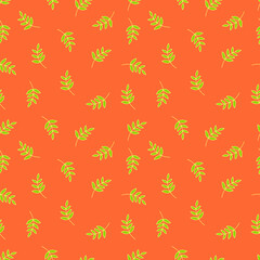 Vector illustration. Used for wallpaper, wrapping paper for printing, textiles. Seamless pattern in green nature style. Vintage pattern. Geometric ornament Leaf elements.