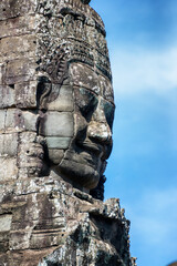 Fototapeta na wymiar Faces of sculptures at Bayon Temple in Siem Reap Cambodia in the Angkor Thom complex