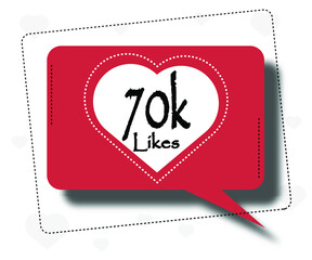 70000 likes thank you card. Template for social media. Vector illustration red and white