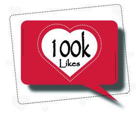 100000 likes thank you card. Template for social media. Vector illustration red and white