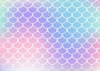 Gradient scale background with holographic mermaid.