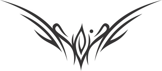 A beautiful illustration with tribal tatoo. Black color on a white background.