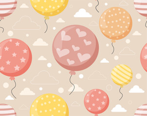 Seamless pattern with balloons