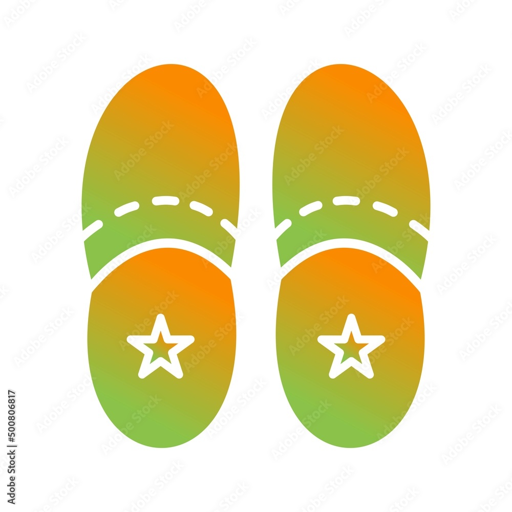 Sticker unique slippers vector glyph icon