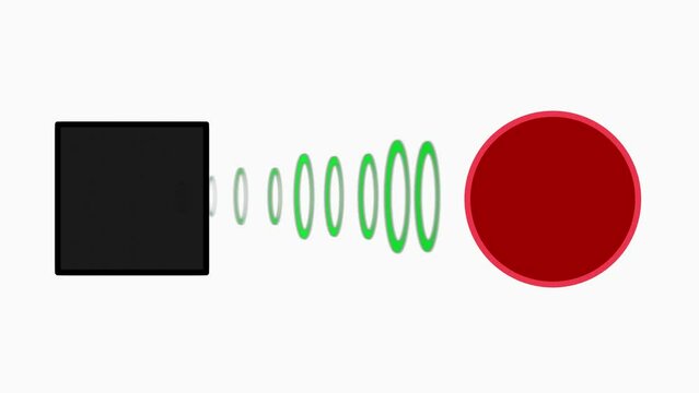 Sonar signals Ultrasonic sound wave device detects proximity , distance  of object.  High-frequency sound waves emitted from speaker, collide with target .3d animation render