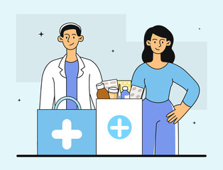 Doctors with medicines