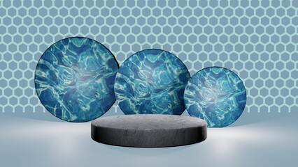wave honeycomb background Modern product podium 