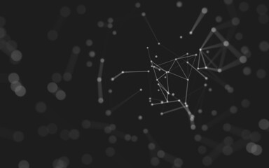 Abstract background. Molecules technology with polygonal shapes, connecting dots and lines. Connection structure. Big data visualization.
