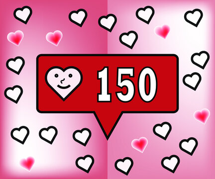 150 Likes. Banner For Social Networks And Thanks To Followers With Hearts