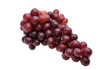 Bunch of grapes with water droplets isolated on white background.