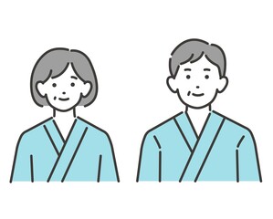 手術着を着る患者の人物のベクターイラスト素材／手術／手術着