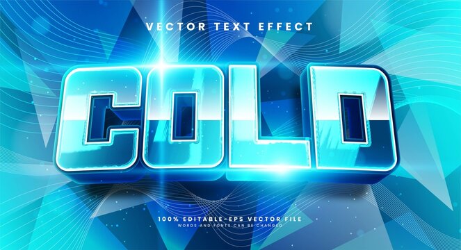 Cold 3d editable text effect with modern blue color.
