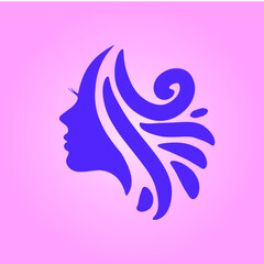 beauty hair salon and spa logo with portrait illustration of a beautiful woman