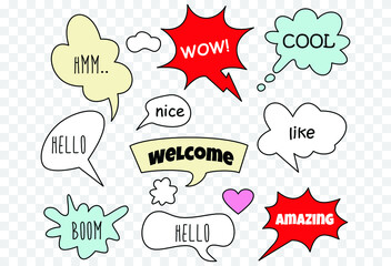 Hand drawn Comic Speech Bubbles - vector illustration