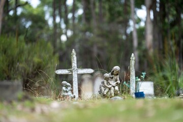 grave sites in a cemetery, in hobart, melbourne, tasmania, australia.
