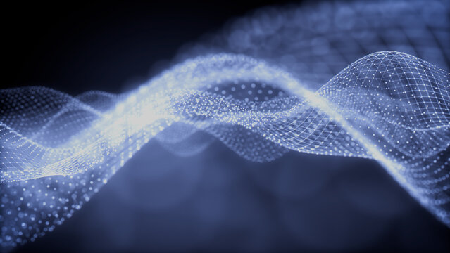 Data Transfer Concept. Blue, Futuristic Digital Style. 3D Render.