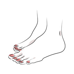 ネイルをした女性の足
