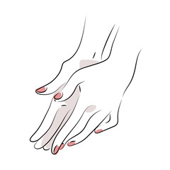 両手を合わせる女性の手