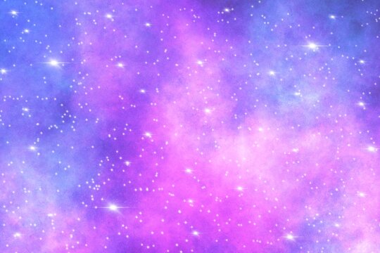 Unicorn background with rainbow sky fantasy. Colorful space galaxy.