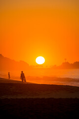Fototapeta na wymiar sunrise at ipanema beach in Rio de Janeiro.