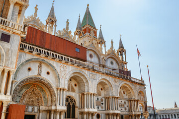 Facade of the Cathedral Basilica of Saint Mark. Venice