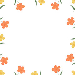 Orange and Yellow Flower Border with Space for Text, Vector, Maio Laranja