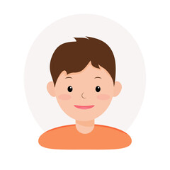 Young Boy in Orange T-shirt Smiling, Vector Graphic