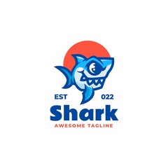 Vector Logo Illustration Shark Mascot Cartoon Style.