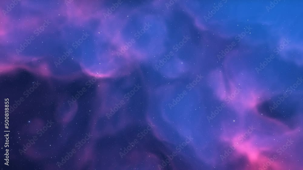 Wall mural traveling through space nebula and star fields in deep space. 3d animation