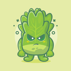 serious lettuce vegetable character mascot with angry expression isolated cartoon in flat style design 