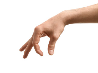 Young male hand on white background