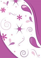 Vector design illustration with purple floral motif. Patterned background with motif for wrapping paper, background in vector and jpg.