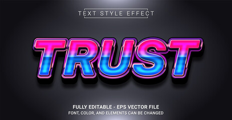Trust Text Style Effect. Editable Graphic Text Template.