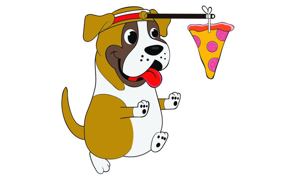 Dog pizza illustration vector