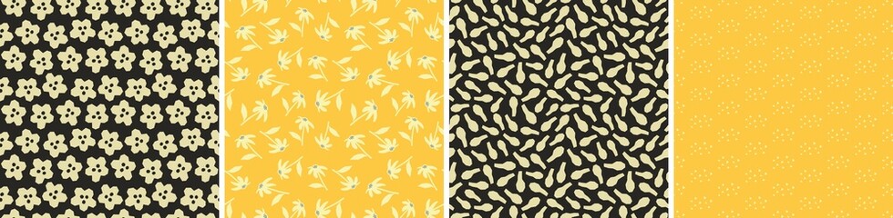 Obraz premium Set of floral vector seamless patterns. Bright abstract background