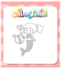 Worksheets template with color time text and Mermaid outline