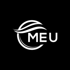 MEU letter logo design on black background. MEU  creative initials letter logo concept. MEU letter design.