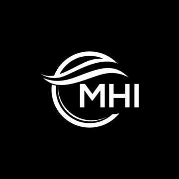 MHI letter logo design on black background. MHI  creative initials letter logo concept. MHI letter design.
