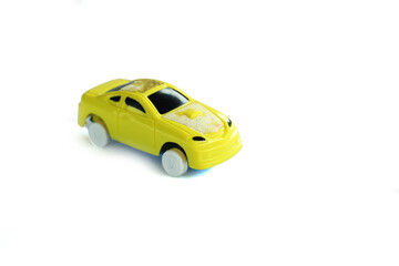 Close-Up Of Children's toy Car On White Background.