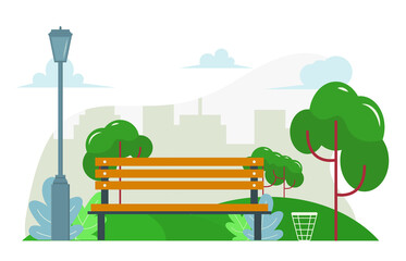 Park in A City Flat Illustration Scenery Design