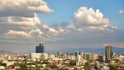 Fototapeta na wymiar panoramic view of mexico city with an incredible sky