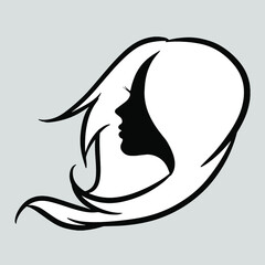 Beauty hair salon and spa logo with portrait illustration of a beautiful woman