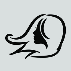 Beauty hair salon and spa logo with portrait illustration of a beautiful woman