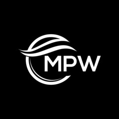 MPW letter logo design on black background. MPW  creative initials letter logo concept. MPW letter design.