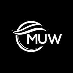 MUW letter logo design on black background. MUW  creative initials letter logo concept. MUW letter design.