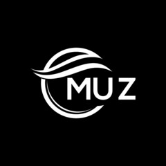 MUZ letter logo design on black background. MUZ  creative initials letter logo concept. MUZ letter design.