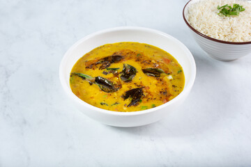 A view of a bowl of dal tadka.