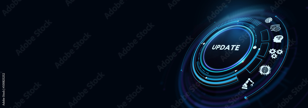 Wall mural business, technology, internet and network concept. update software computer program upgrade. 3d ill
