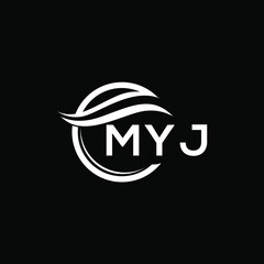 MYJ letter logo design on black background. MYJ creative  initials letter logo concept. MYJ letter design.